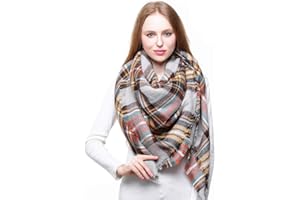 Belle Dame Blanket Scarf for Women Large Square Plaid Checked Tartan Pashmina Shawl Wraps