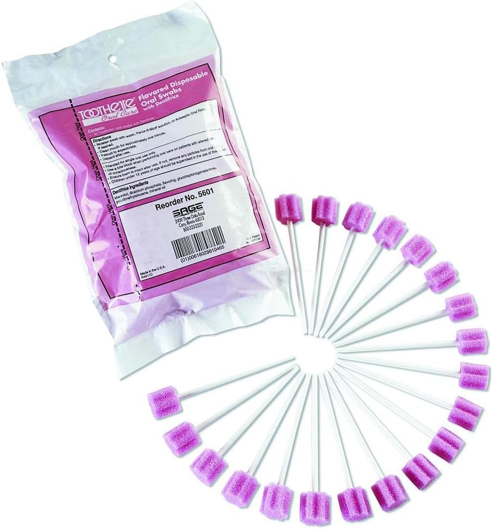 Toothette Oral Swab Mint Flavored Dentifrice/Qty 20/Wrapped