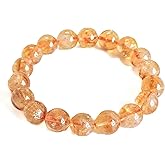 Silan's Natural Yellow Phantom Quartz Bracelet with Lucky Card, Golden Crystal Stretch Gift for Women, Elastic Adjustable Healing Jewelry