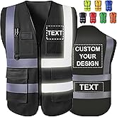 Custom Safety Vest High Visibility Reflective Personalized Vests with Logo Photo Pocket Zipper Customize Class 2 for Men Work