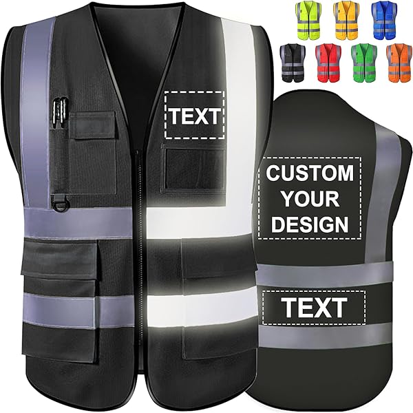 Amazon.com: Custom Safety Vest for Men with Logo Pockets