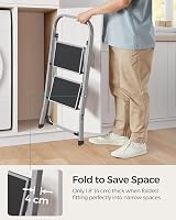 SONGMICS 2-Step Folding Ladder GSL012G01 Dove Grey Safety Lock 150 kg view 3