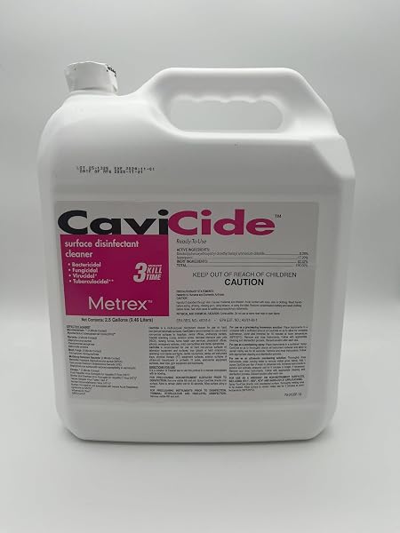METREX CAVICIDE GERMICIDAL SURFACE DISINFECTANT CLEANER – EPA-REGISTERED QUATERNARY AMMONIUM – KILLS FLU VIRUS, BACTERIA & FUNGI – HOSPITAL- GRADE FOR MEDICAL, DENTAL & LAB – 2.5 GALLON JUG, 1 COUNT