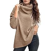 UNCLECAT Women's Oversized Turtleneck Sweaters 2025 Fall Winter Long Sleeve Lightweight Pullover Knit Tops