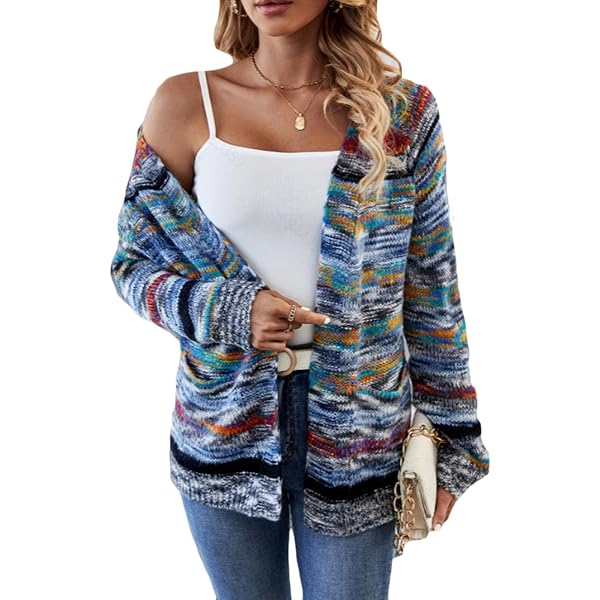Suéter De Punto A Rayas Con Bloque De Color Para Mujer, Suéter Suelto