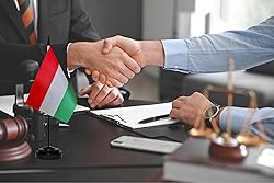 Hungary Hungarian Small Mini Desk Flag Set