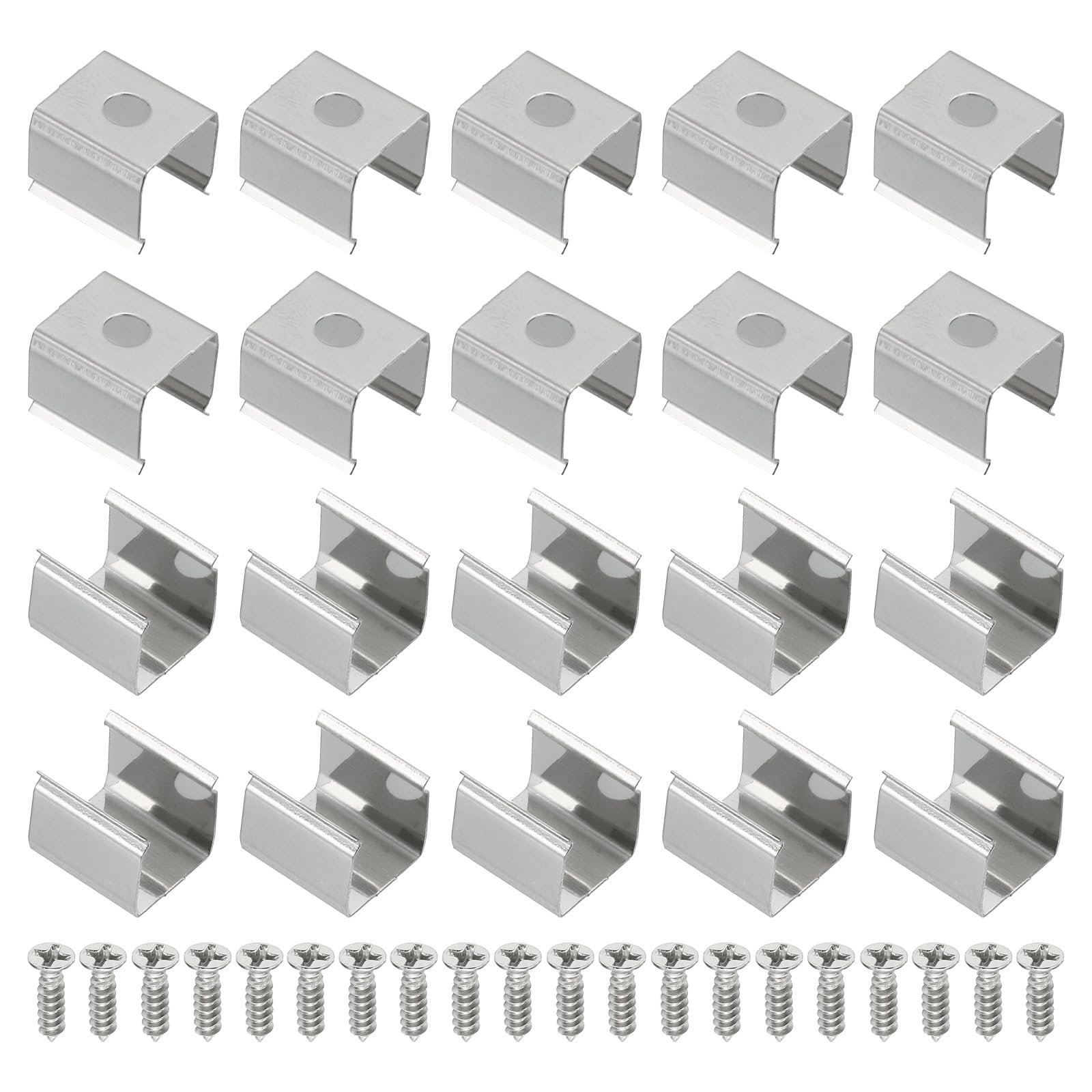 PATIKIL LED Strip Clips, 120pcs Stainless Steel Mounting Brackets Fixing Clip Clamp Support Holder with Screws for 10mm to 11mm LED Strip Lighting Cable