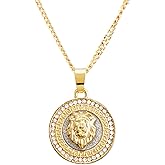 Metaltree98 Ice Out Hip Hop Fashion CZ Mini Medallion Lion Head Pendant 20" Cuban Chain Necklace Set CP 282 G (20 inch)