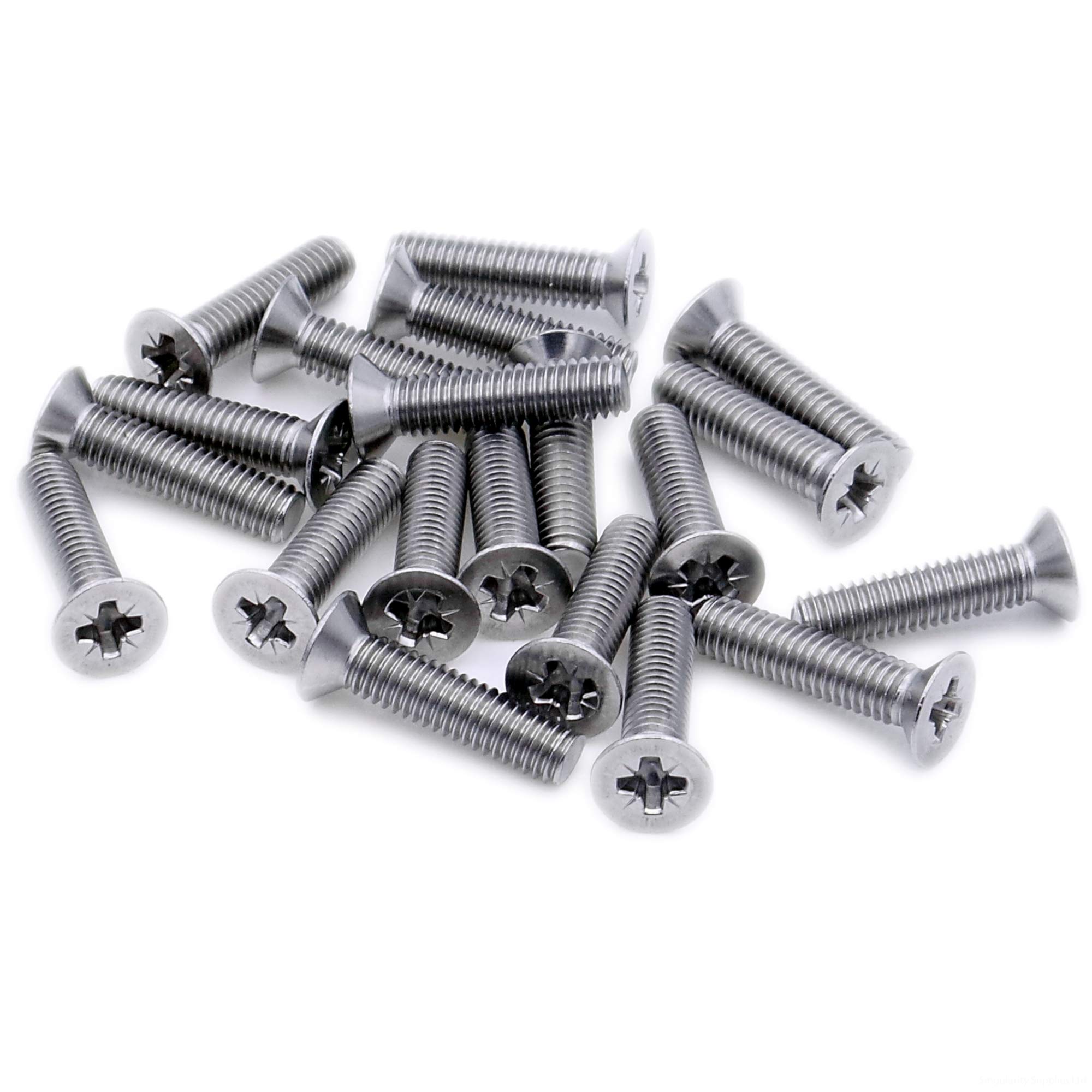 M3 (3mm x 30mm) Pozi Countersunk Machine Screw (Bolt) - Stainless Steel (A2) (Pack of 20)