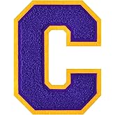 1 PC 4.5" Purple Chenille Letter Patch with Yellow Border Iron On or Sew On for Varsity Jackets Homecoming Mums & DIY Gifts Bold & Soft Varsity Alphabet Patches