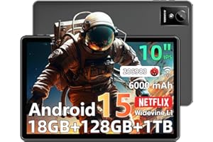 Tablet 10 inch Android 15 Tablets, 18GB RAM 128GB ROM 1TB Expand, Octa-Core Processor, 1280x800 IPS Widevine L1, WiFi 6, 8MP+