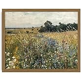 XMMPOT Wildflower Canvas Wall Art: Framed Wall Art for Living Room- Vintage Nature Botanical Bathroom Wall Decor Prints 12"x15"