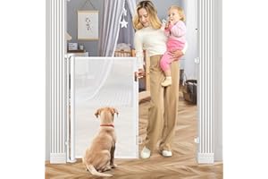 BETERTEK 42 Inch Extra Tall Retractable Baby Gate 55" Wide Retractable Dog Gate Extra Tall Baby Gate for Dogs Indoor Extra Tall Dog Gate for Doorway Extra Tall Pet Gate Dog Gates for The House Retractable Gate