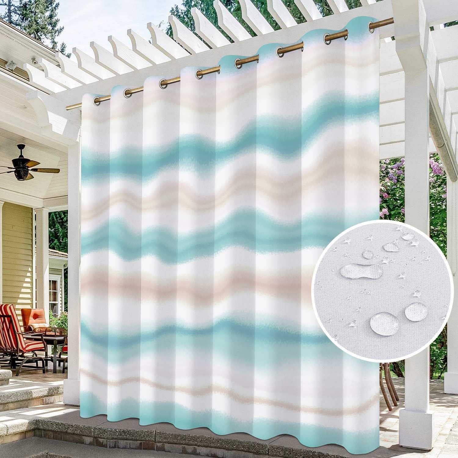 Outdoor Curtains - BJYX Outdoor Curtains Waterproof for Patio Blocking Thermal Insulated Privacy Protection Blackout Drapes,Outdoor Curtain for Patio Gazebo Pergola Porches Living Room Bedroom Curtains