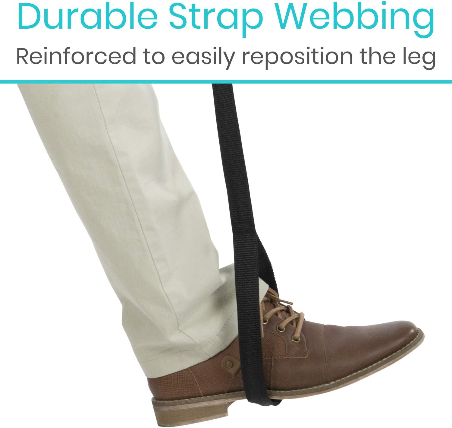 Vive Leg Lifter Strap (44 Inch) - Rigid Foot Loop, Hand Grip for Adult, Senior, Elderly, Handicap, Disability, Pediatrics - Long Band Mobility Aid for Car, Bed, Couch, Hip Replacement, Wheelchair: Health & Personal Care