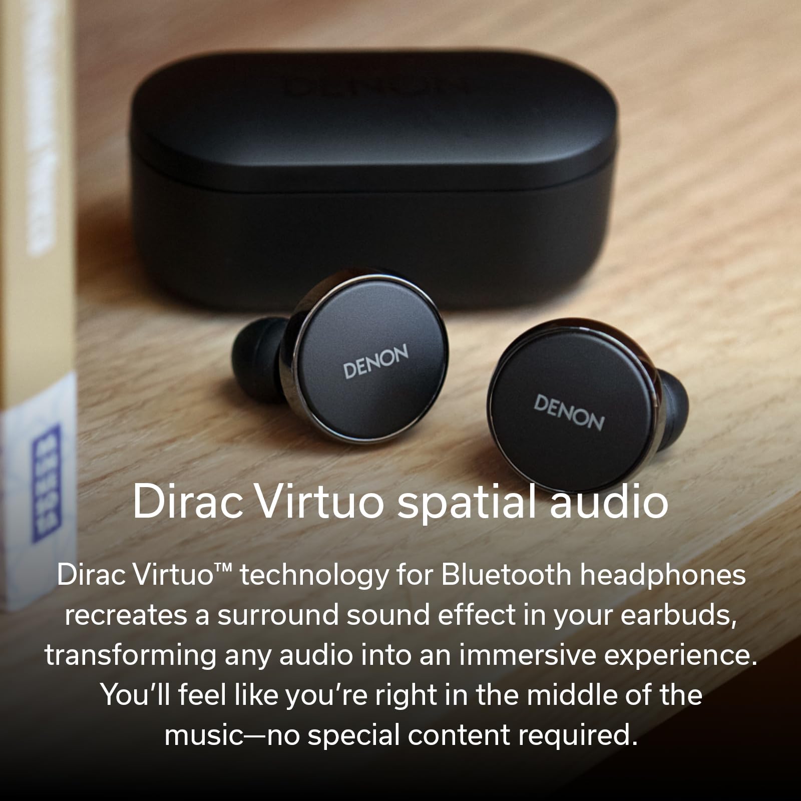 Denon PerL Pro True Wireless Earbuds - Adaptive Active Noise Cancelling, Personalized Sound with Masimo Adaptive Acoustic Technology, Spatial Audio, Long-Lasting Battery, Wireless Charging, Black