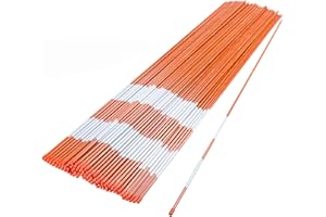 Sunnyglade 100PCS 48 Inch Driveway Marker Set 1/4 Inch Dia Fiberglass Reflective Snow Stakes with Steel Drill Bit & Protection Gloves for Parking Lots, Walkways(100, 1/4 Inch)