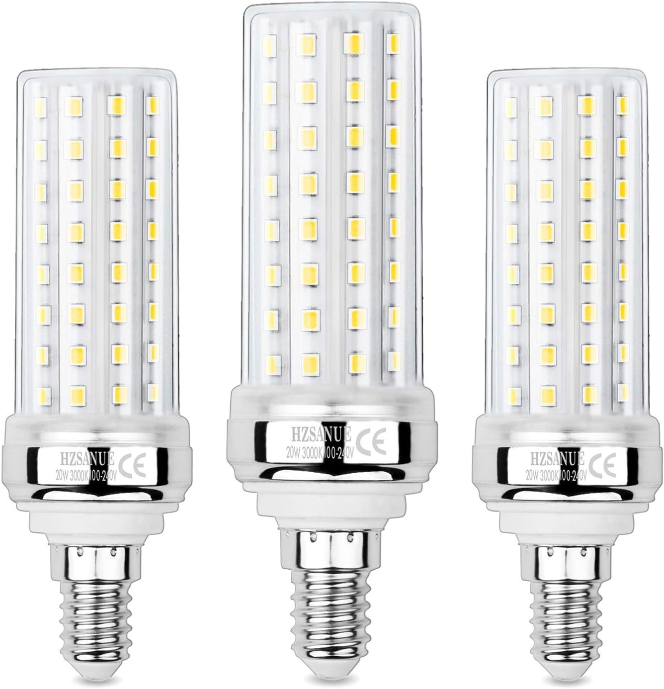 HZSANUE LED Corn Bulbs 20W, 150W Incandescent Bulbs Equivalent, 2300Lm, 3000K Warm White, E14 Small Edison Screw, Pack of 3