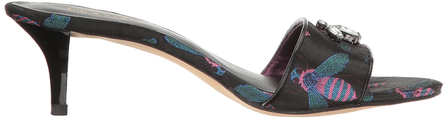 nine west lavender fabric mule black 5 b(m) us