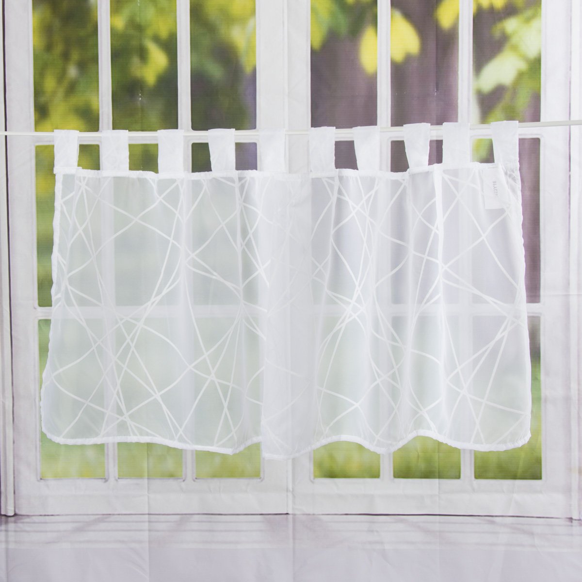 Elbersdrucke Crossover Voile 00 Bistro Curtain Polyester White 48 x 140 cm