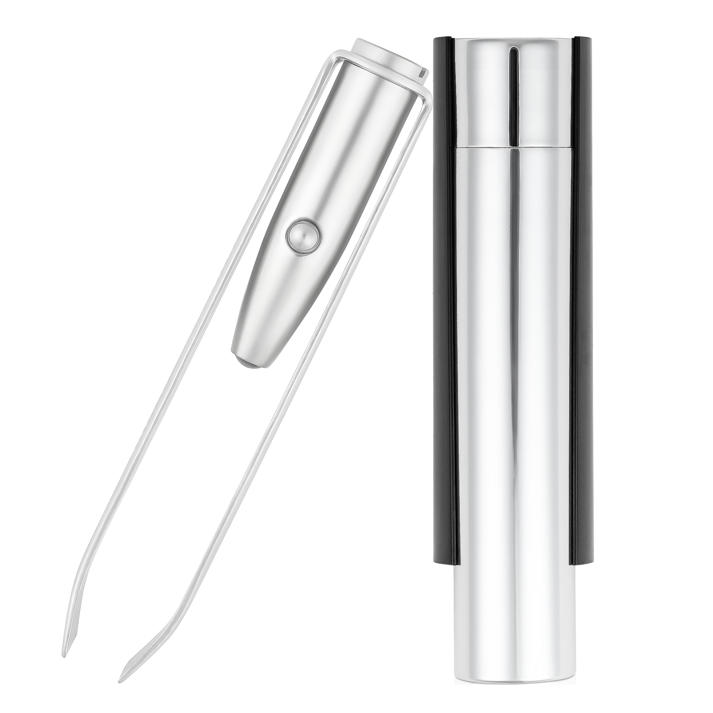 Professional LED Light Tweezer with Slanted Tip for Precision Hair Removal Mirror Kit (UK Brand)