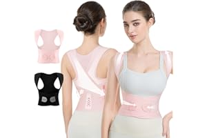 babaka Posture Corrector for Women, Invisible Lightweight Adjustable Back Brace for Upper and Lower Back Pain Relief, Hunchback, Hump, Scoliosis, Thoracic, Spine Corrector Under Clothes (Pink, Medium, Waist: 29''-35'')