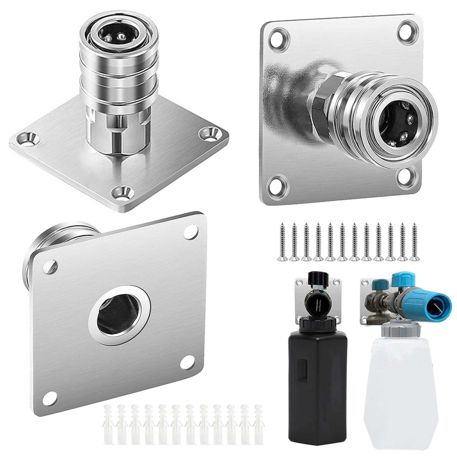 Qivine Foam Cannon Holder, 3Pcs Pressure Washer Gun Holder, 1/4" Quick Connect Automatic Foam Cannon Mount, Car Pressure Washer Wall Mount Accessories Organizer for Foam Cannon Nozzle Tip