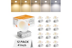 MAILCOS 4Inch 5CCT LED Recessed Slim Pot Light with Junction Box, 2700K/3000K/3500K/4000K/5000K Color Changeable Dimmable IC 