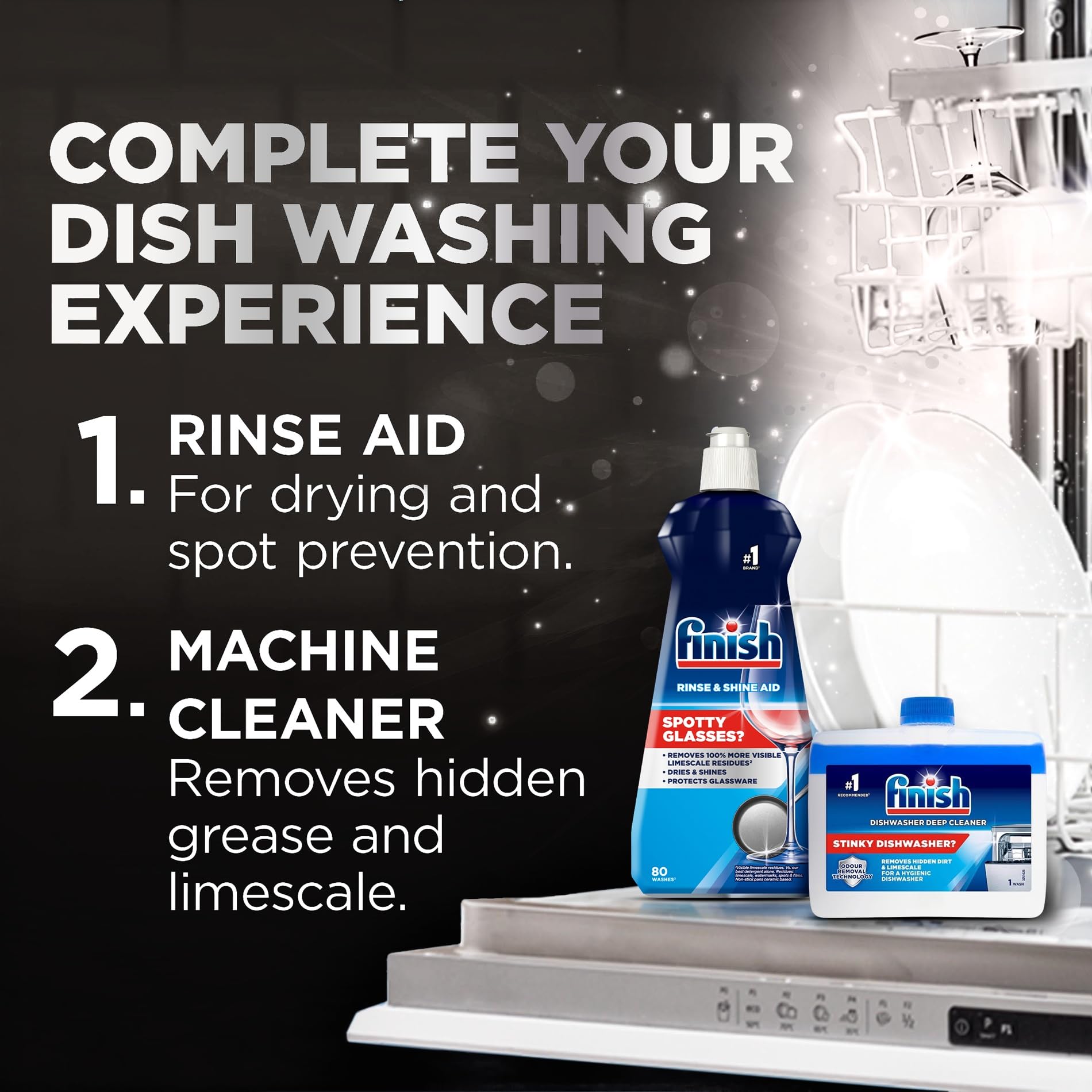 Finish Dishwasher Tablet, Ultimate Infinity Shine, 100 Tablets, Lemon Sparkle, Clean & Shine Detergent Tabs, Tough on Grease Stains, Effective for Short Eco Cycle