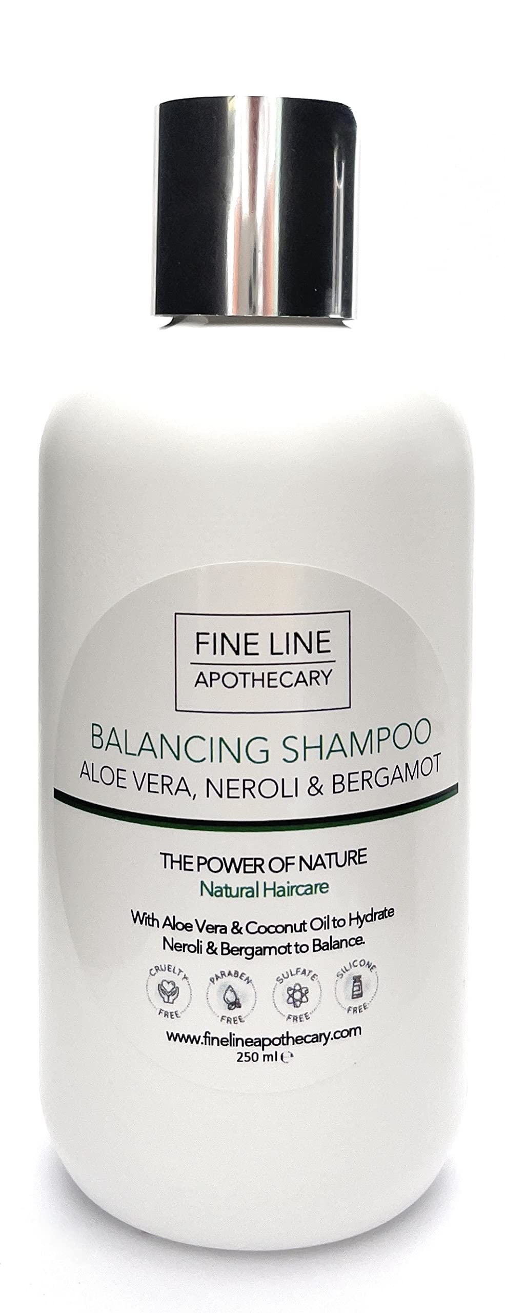 Fine Line Apothecary - Balancing Shampoo - 99% Natural - Aloe Vera, Neroli, Bergamot. Sulfate/Parabens Free. Gentle, Concentrated. pH 5.5 For Sensitive Skin. 250ml