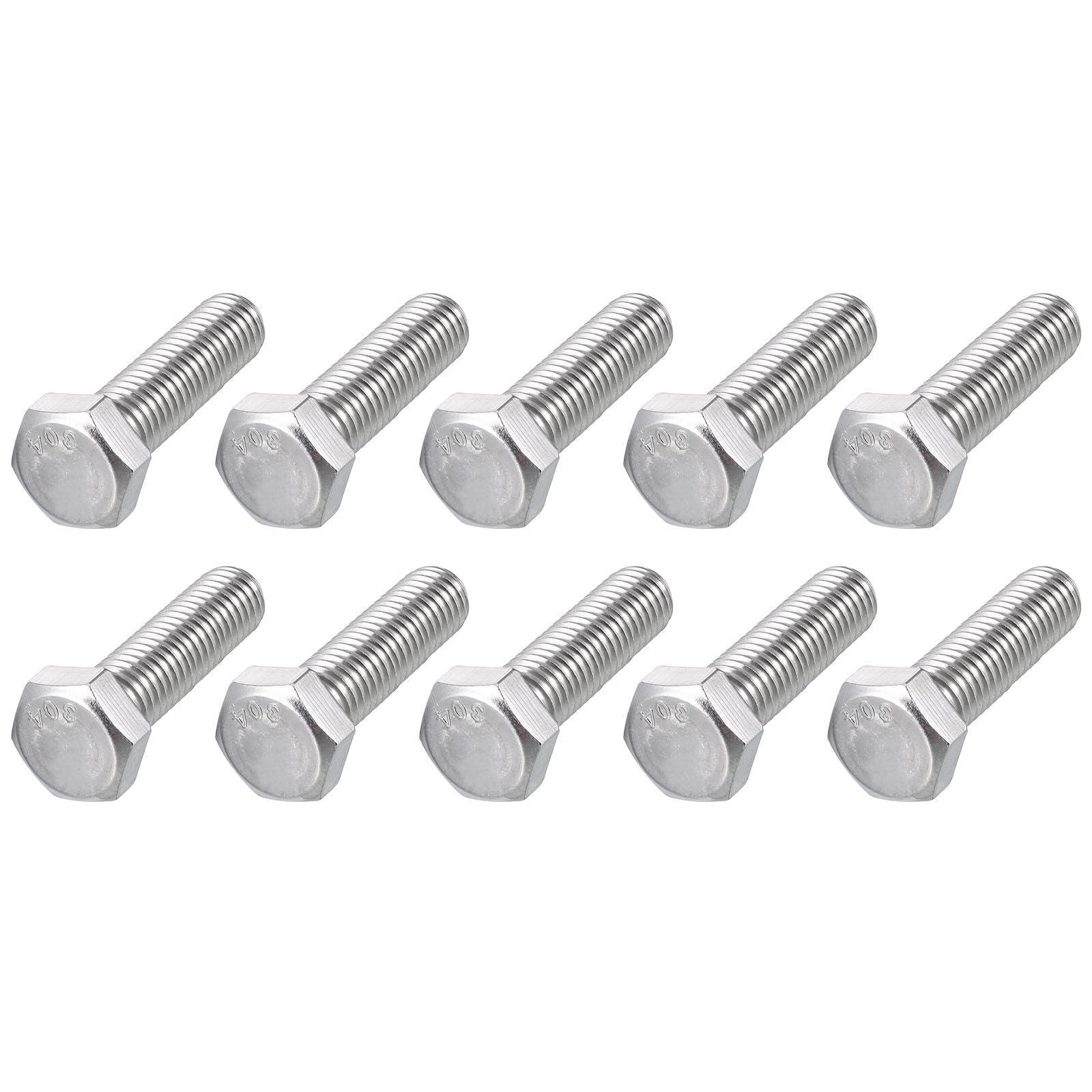METALLIXITY Hex Head Bolts (1/2-13 x 2") 20Pcs, 304 Stainless Steel 18-8, Fully Threaded, External Hex Drive, Plain Finish, Hex Head Screw Bolt, Silver โ image 1