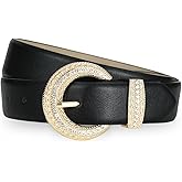 AI DEEBLUE Belts for Women with Rhinestone Buckle Fashion Casual Women's Belts Ladies Waist belt Leather Belt