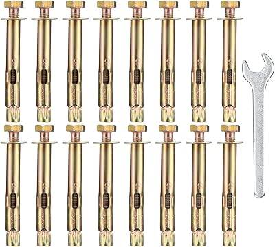 PIANKEKE 18 Pcs Expansion Screws M6 x 8 x 60mm Hex Bolts Set with Wrench