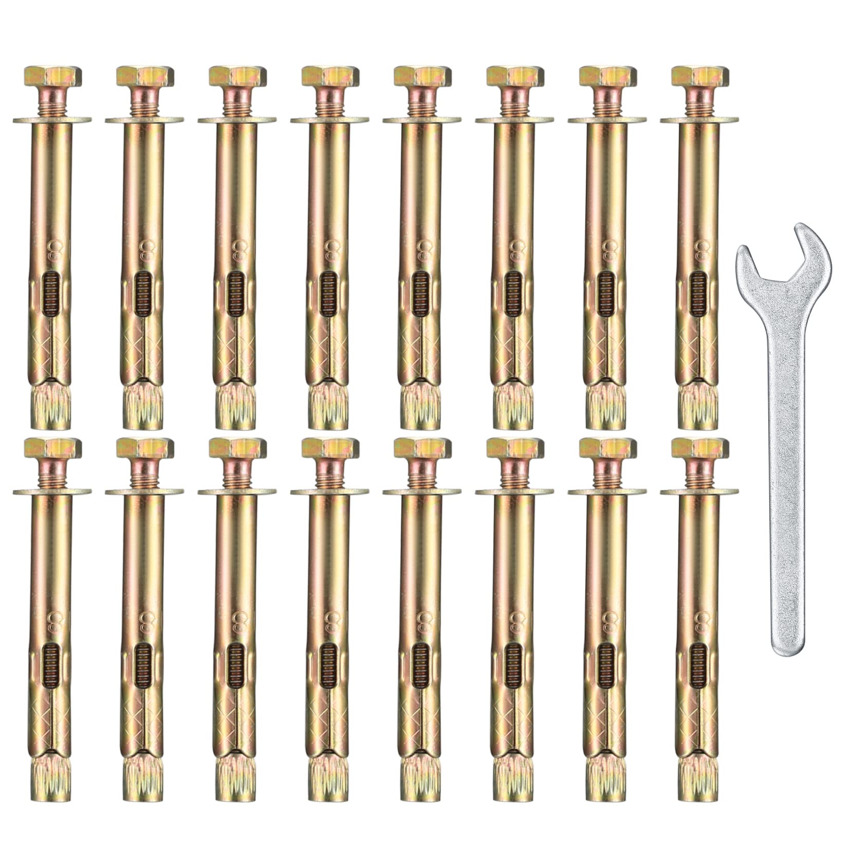 18 Pcs Expansion Screw Bolts, M6 x 8 x 60 mm Hex Bolt Sleeve Anchor Bolts, Heavy Duty Concrete Masonry Brick Wall Fixings Plugs Bolts Screws