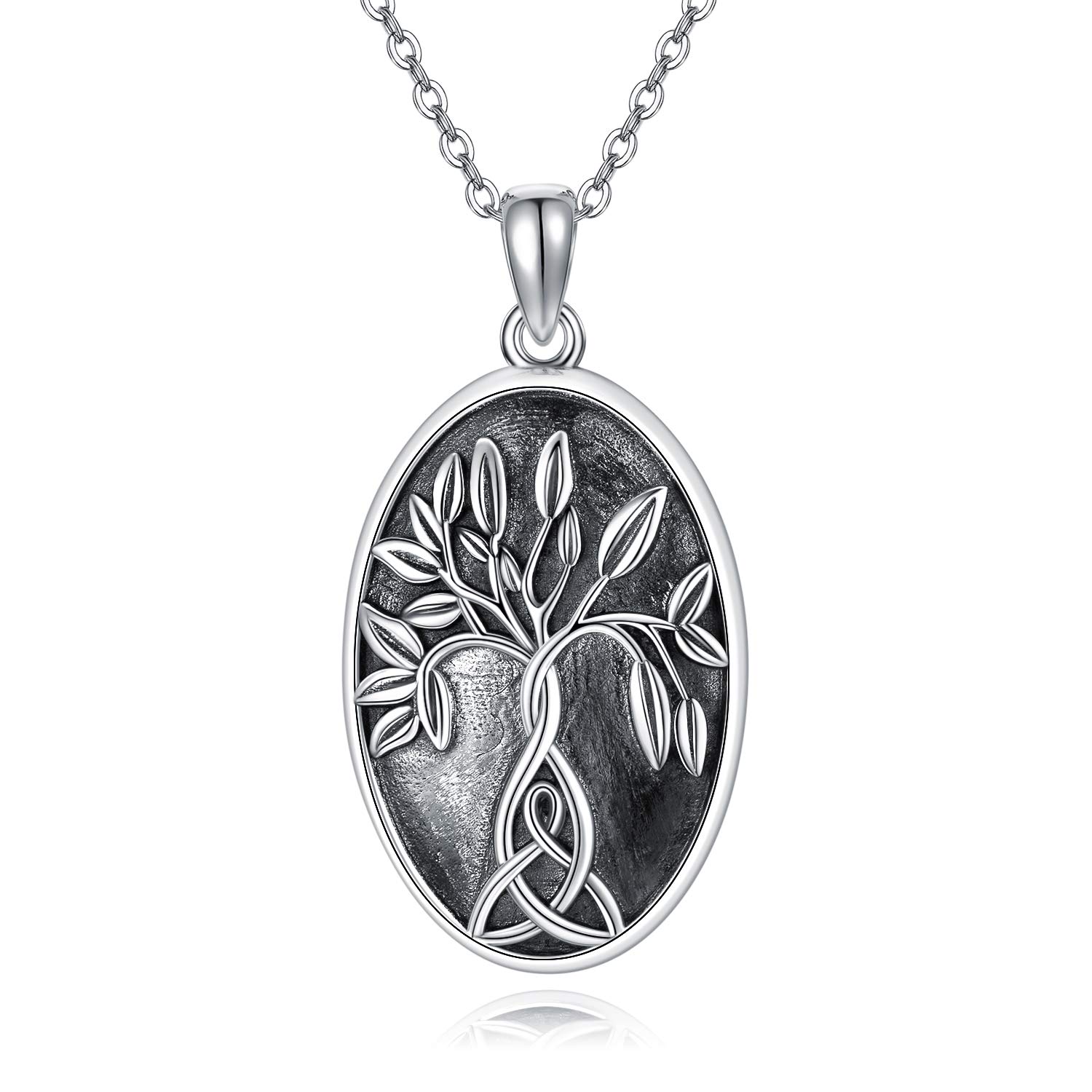 KINGWHYTE Tree of Life Locket Necklace That Hold Pictures 925 Sterling Silver Oval Photo Pendant Memorial Gifts Anniversary Jewellery Gift for Her