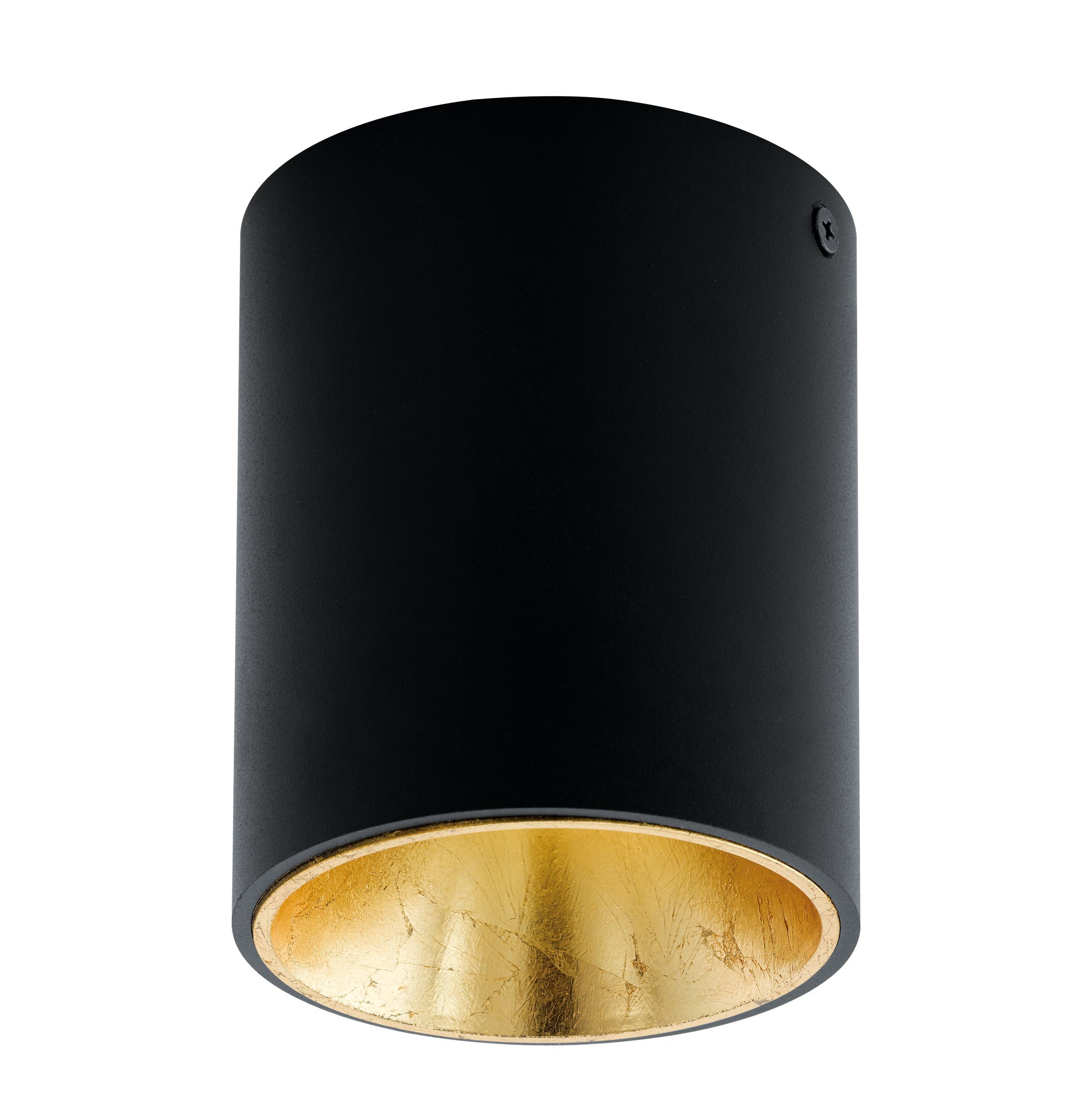 Eglo LED Ceiling Light Polasso, Metal Ceiling Lamp in Black and Gold, Warm White Living Room Light, Ø 10 cm