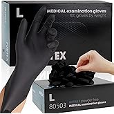 FINITEX - Black Nitrile Disposable Gloves, 5mil, Powder-free, Medical Exam Latex-Free 100 PCS For Cleaning Food Glove (Large)