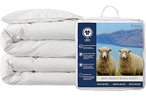 Delara Twin Size Wool Comforter Duvet Insert - Ultra-Soft Certified GOTS Fabric All Season Merino Wool Comforter Hotel Collection Comforter, 300 GSM All Season Warmth