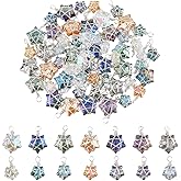 SUPERFINDINGS Wire Wrapped Star Pendant Electroplate Glass Charm 7 Colors Crystal Dangle Charms for Jewelry Making