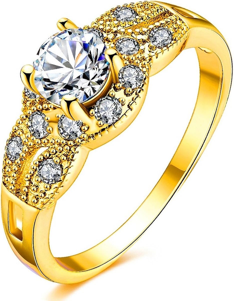 GoldColor Cubic Zirconia Crystal Ring Amazon.ca Jewelry