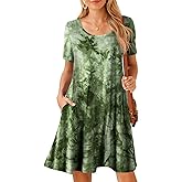 BELAROI Womens Plus Size Casual Dresses Summer Tshirt Dress Swing Short Sleeve Vacation Beach Coverup