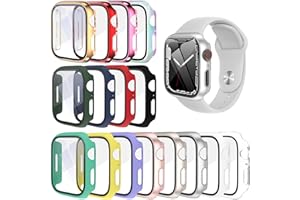 PKMH [16 Pack Hard PC Case with Screen Protector Compatible for Apple Watch Series 7/8/9 45mm, Full Edge All Around Protective Bumper Anti-Scratch Frame Cover for iWatch Smartwatch Accessories