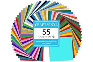 Lya Vinyl 55 Pack Permanent Adhesive Vinyl Sheets for Decor Sticker, Party Decoration, Car Decal - 43 Color Vinyl for Cutting Machine, Craft Cutter