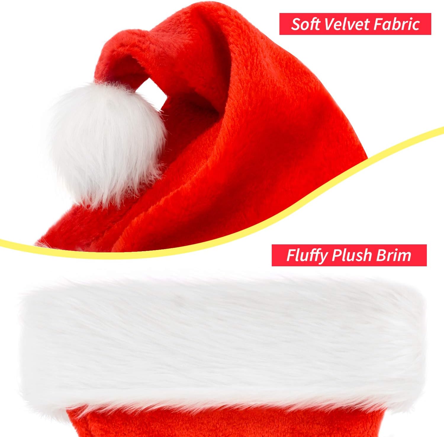 Christmas Hat, Santa Hat, Xmas Holiday Hat for Adults, Unisex Velvet Comfort Christmas Hats Extra Thicken Classic Fur for Christmas New Year Festive Holiday Party Supplies: Health & Personal Care
