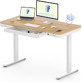 FLEXISPOT Comhar 48" Electric Standing Desk with Drawers, USB Charging Ports, Quick Assembly, Height Adjustable Sit Stand Computer Desk with Child Lock for Scandinavian Home Office, Maple