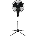 EZ-CHILL 16” Oscillating Pedestal Fan, 3-speed Options, 90-Degree Oscillating Head, Adjustable Height and Tilt, Powerful Air Flow, Black, MTFS-16B-BLK