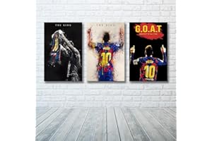 3 Piece Soccer Superstar Lionel Messi Poster Legendary Motivational Wall Art Posters for Livingroom Gym Football Fans Gift (3