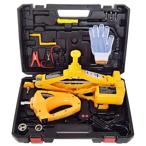 E Heelp Electric Car Floor Jack Set 3 Ton All In One 12v Automatic Scissor Lift Jack With Impact Wrench Double Saddles For Sedan And Suv Electric