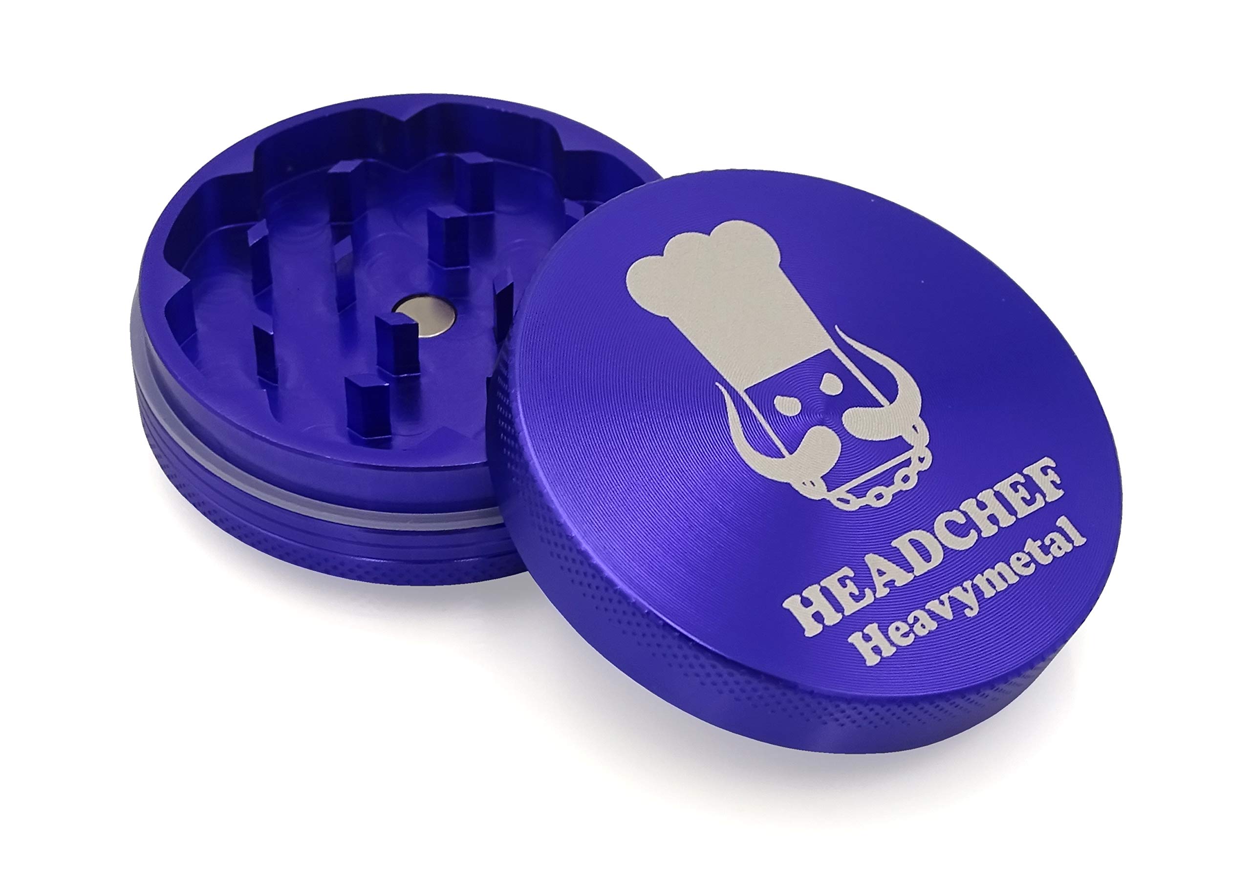 Headchef Heavymetal 55mm, 2 Piece Grinder, Metal Herb Grinder with Magnetic Lid (Deep Purple)