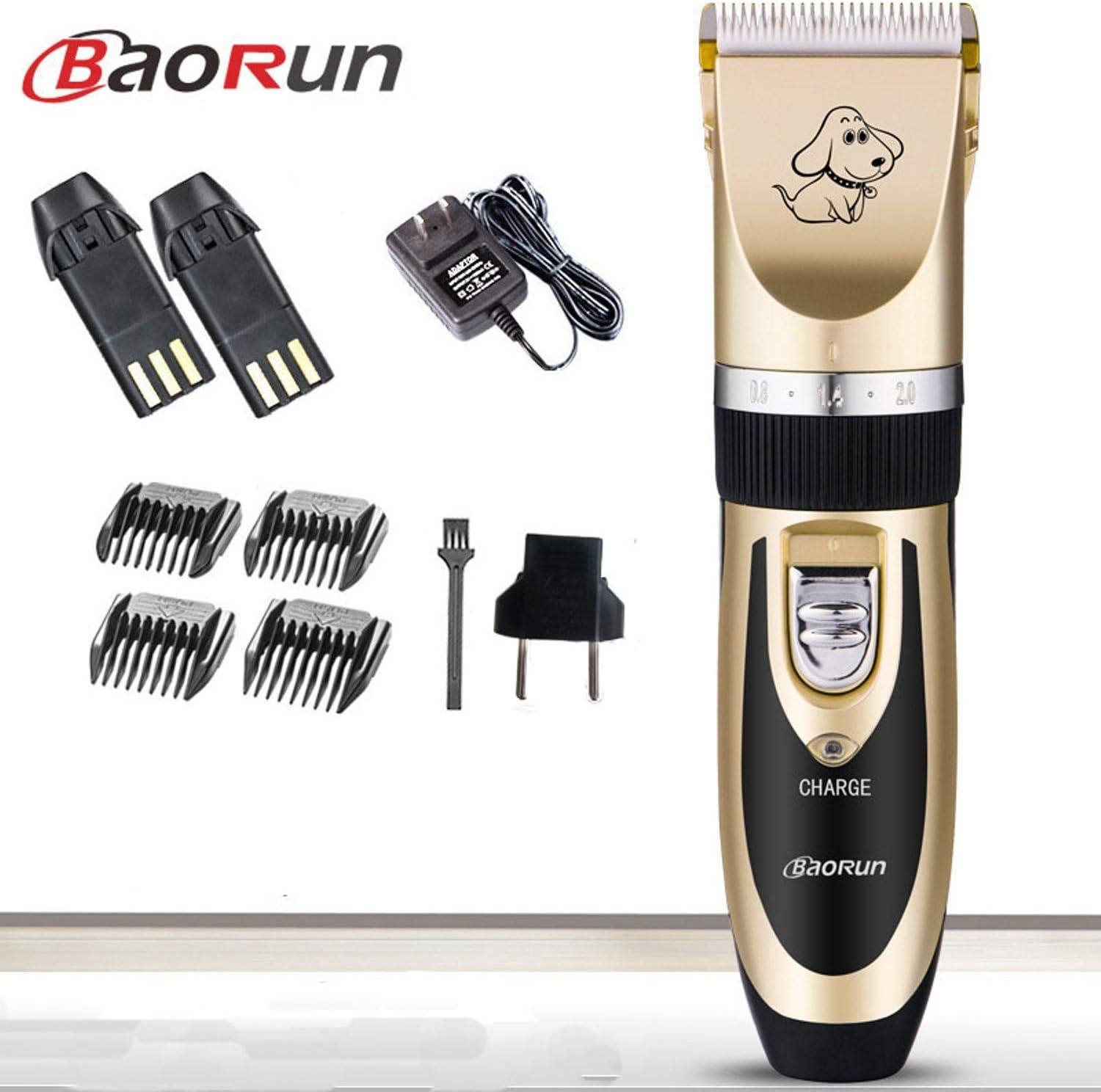 WEDog/Cat/Pet Professional Electric Cordless Rechargeable Grooming Clippers with WEIANS Accessories (Gold)